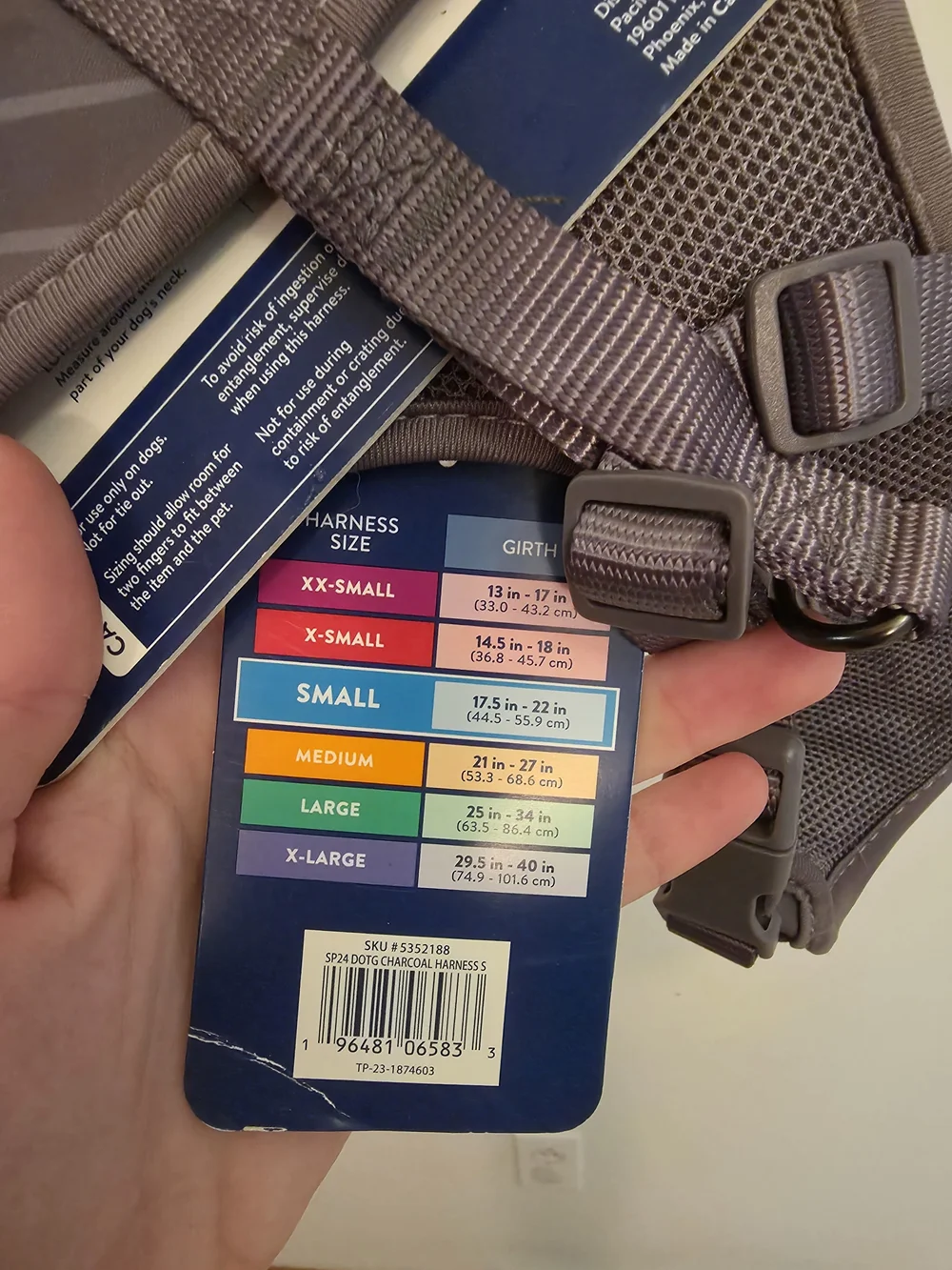 Top Paw Small Reversible Comfort Harness - Gray